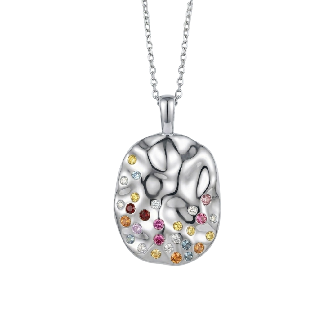 「水龍系列・法式流金・通寶頸鏈」｜925純銀漣漪 • 細碎彩寶 • 低奢日常守護