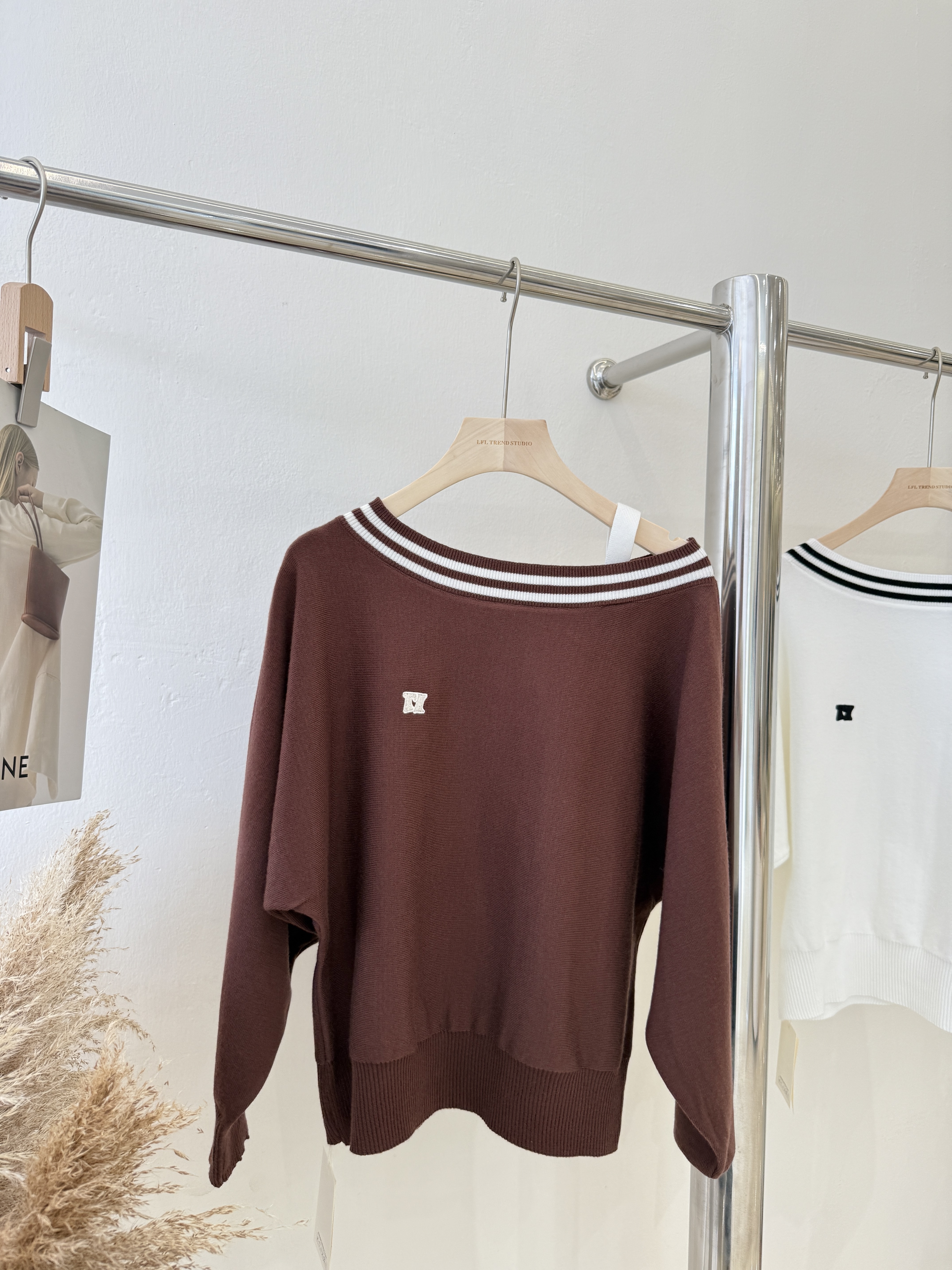 6742 韩系学院风露肩长袖