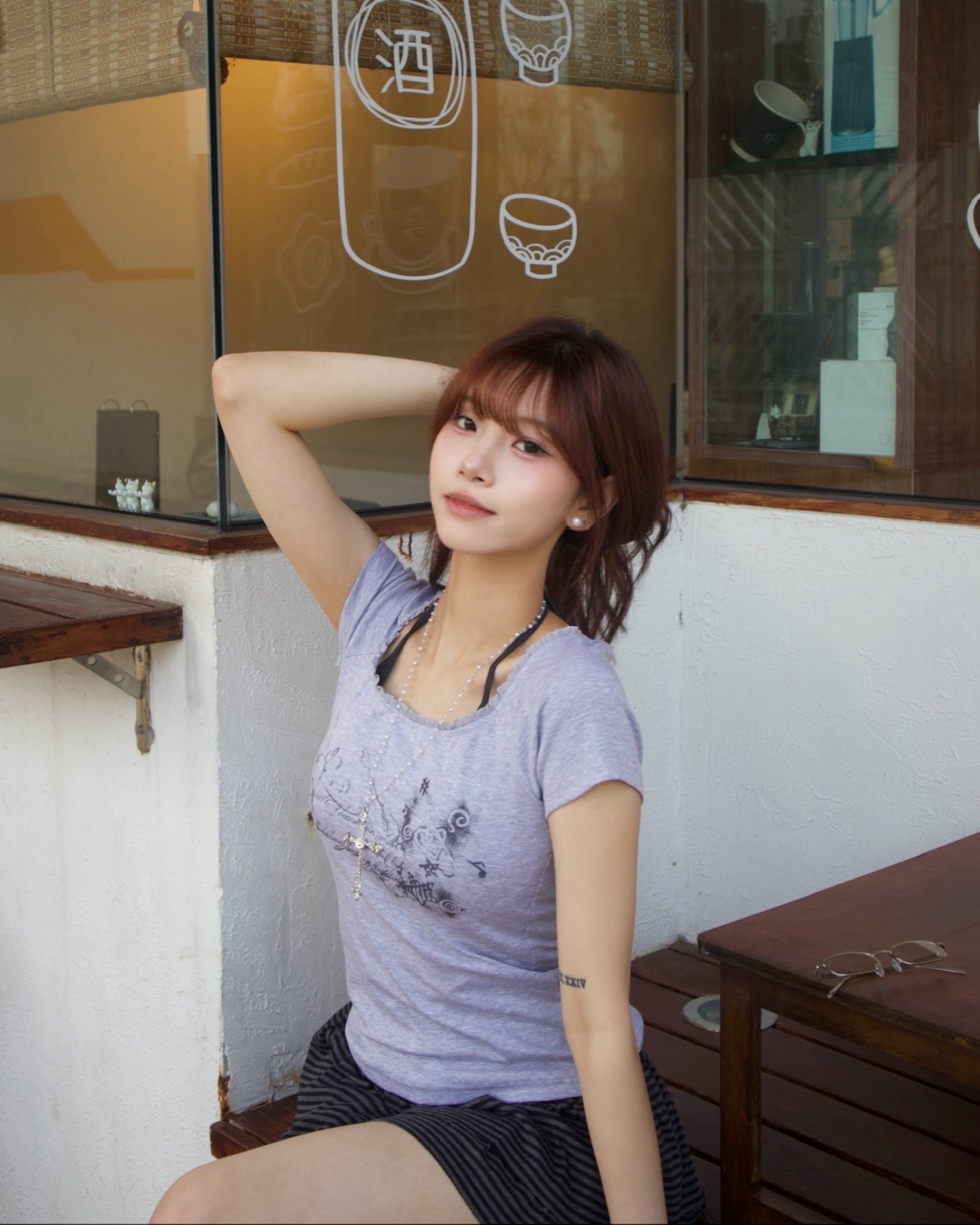 韓國lacy邊邊塗鴉假兩件Top🍀