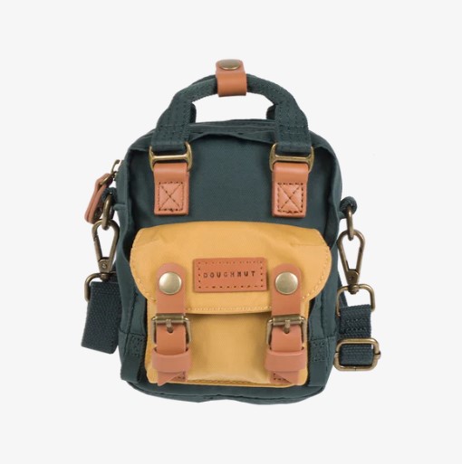 全新 Doughnut Macaroon Tiny Crossbody Bag 斜背包 (石板綠 x 黃)