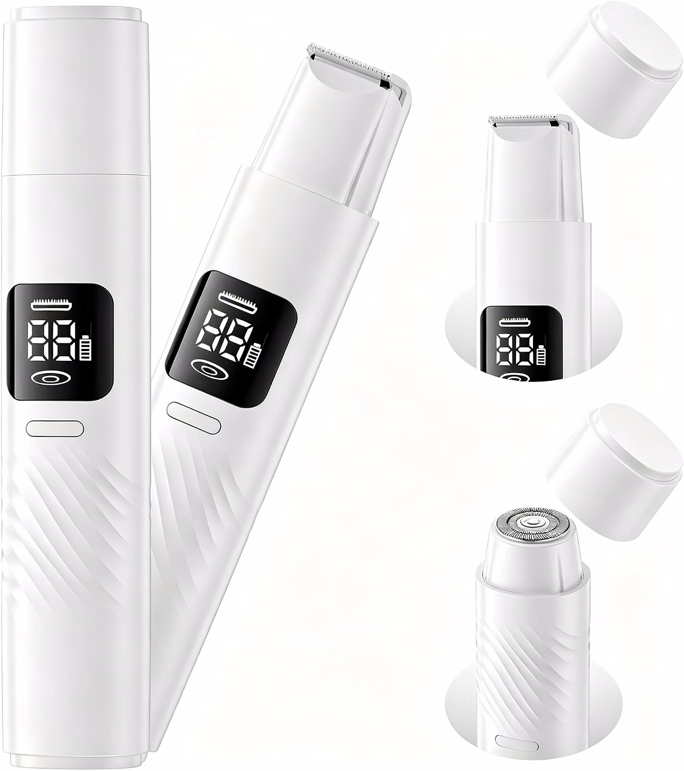 FOXKOO 2in1雙頭電動比基尼 VIO身體臉部修剪器 Type-C充電 白色 FOXKOO 2-in-1 Dual-Head Bikini Trimmer VIO Body & Face Trimming Tool  WHITE