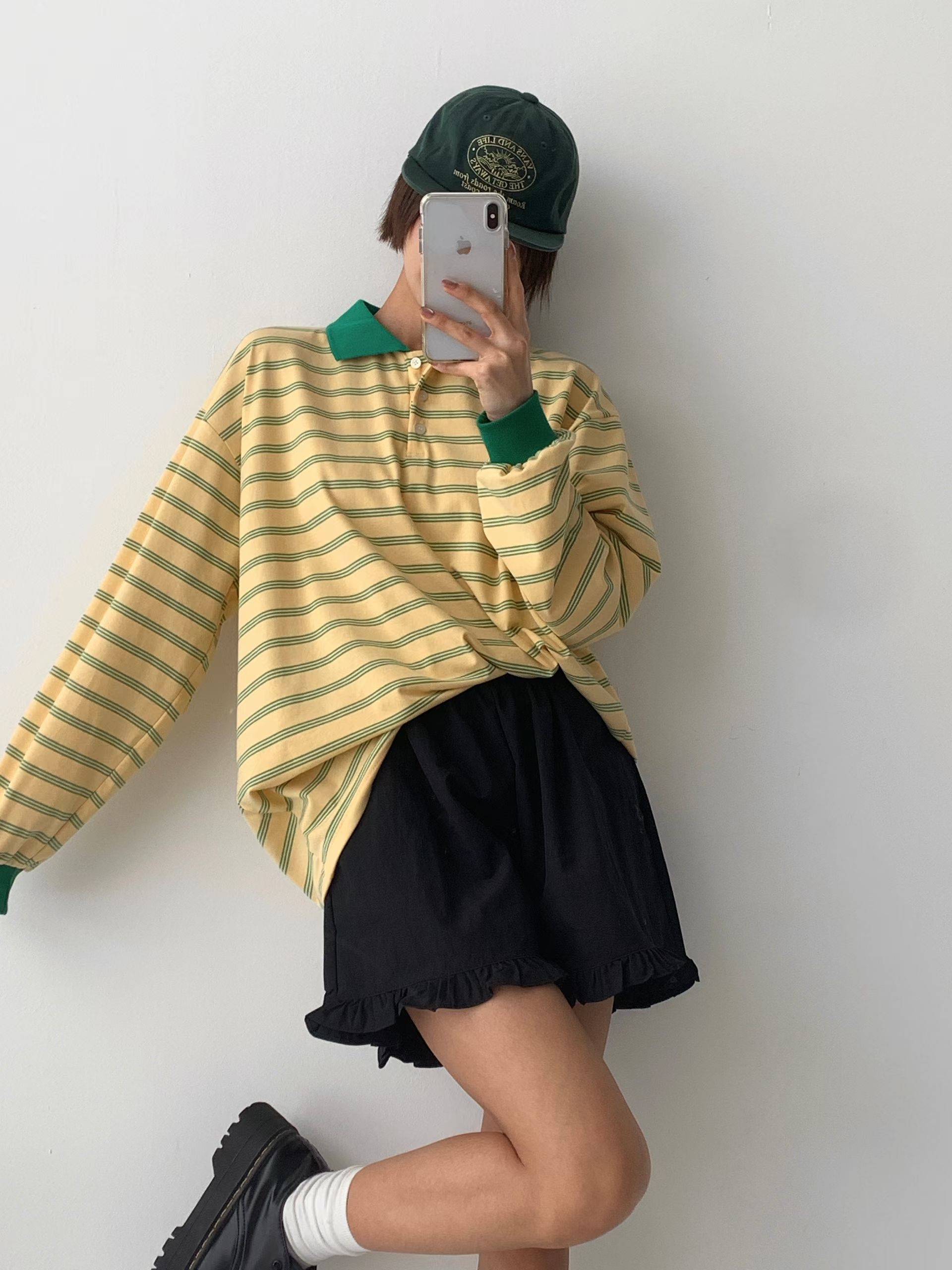 221549 撞色Polo長袖Tee