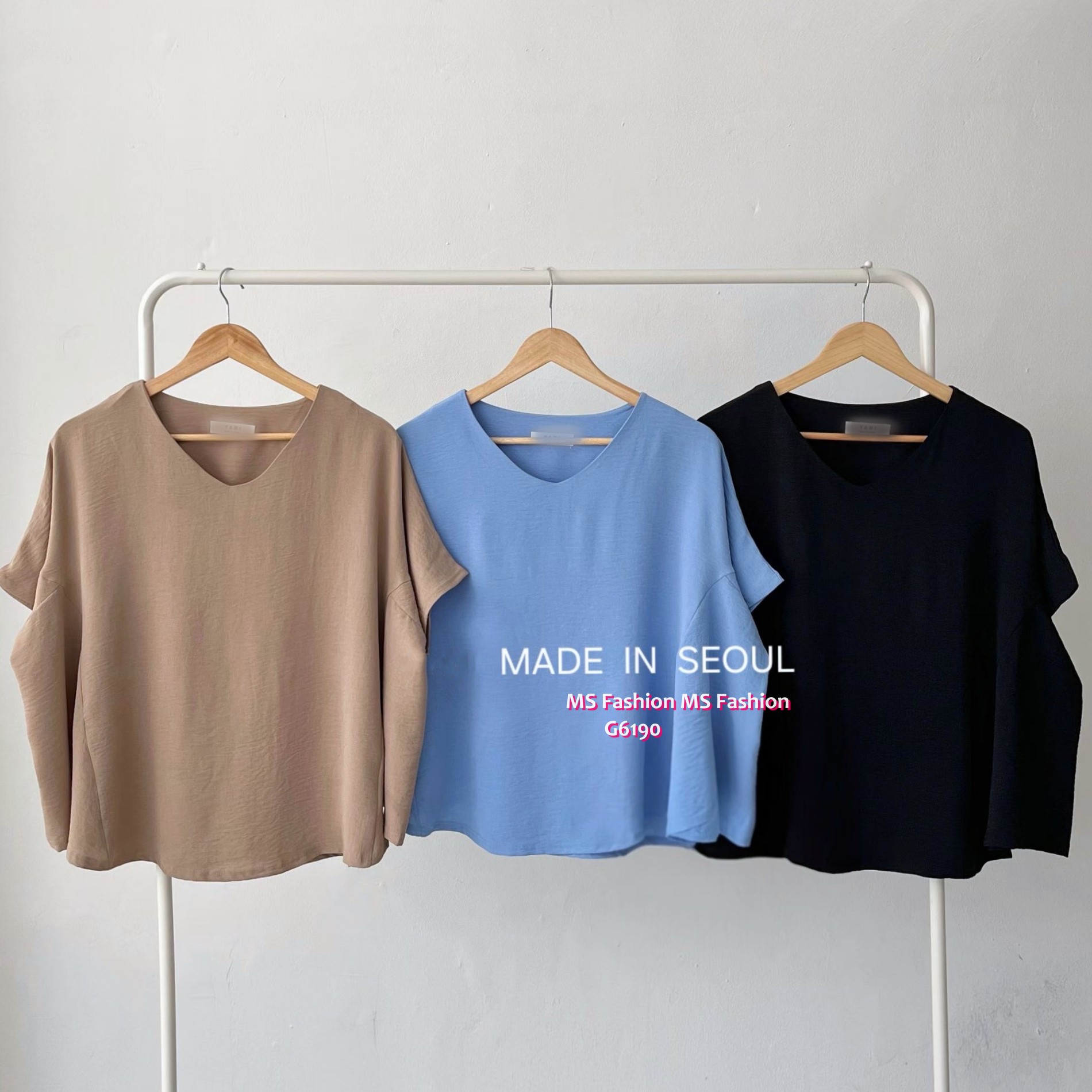 G6190 韓國🇰🇷淨色V領top