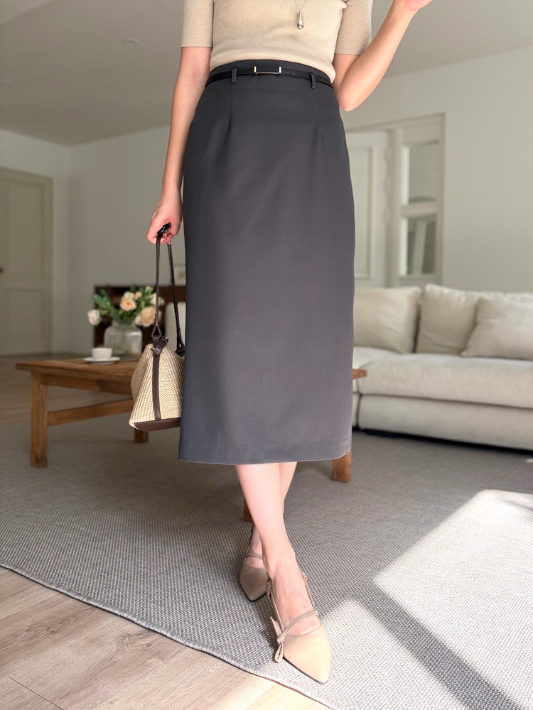 The Classy Belted Skirt (Charcoal)