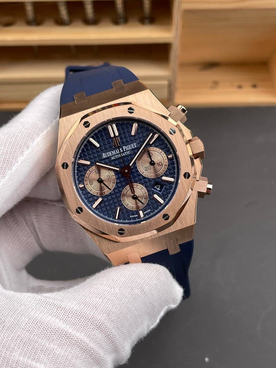 🚀皇家橡树26331OR 玫金蓝盘/41mm/7750机/胶带款💯