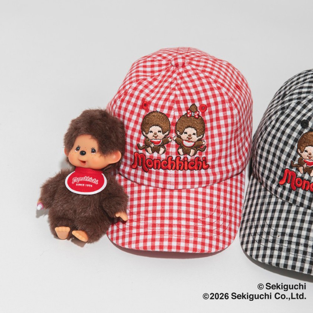 🆕【⭐訂購⭐】🇯🇵日本直送 🌀#Monchhichi 刺繡 格紋 cap帽［2款選］ 🌀[ELED-0122][260613]
