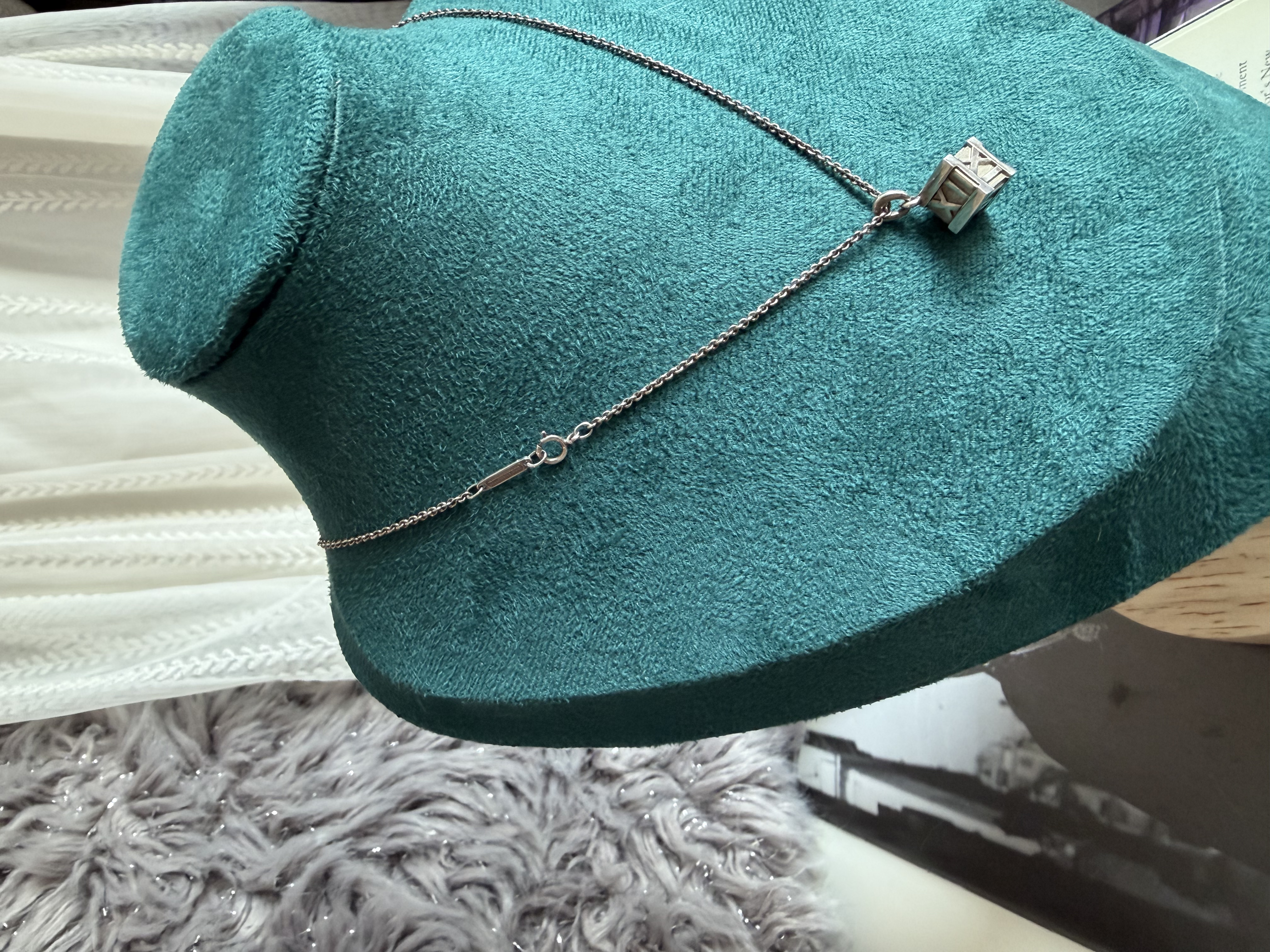 Tiffany & Co. Atlas cube pendant 925 silver necklace
