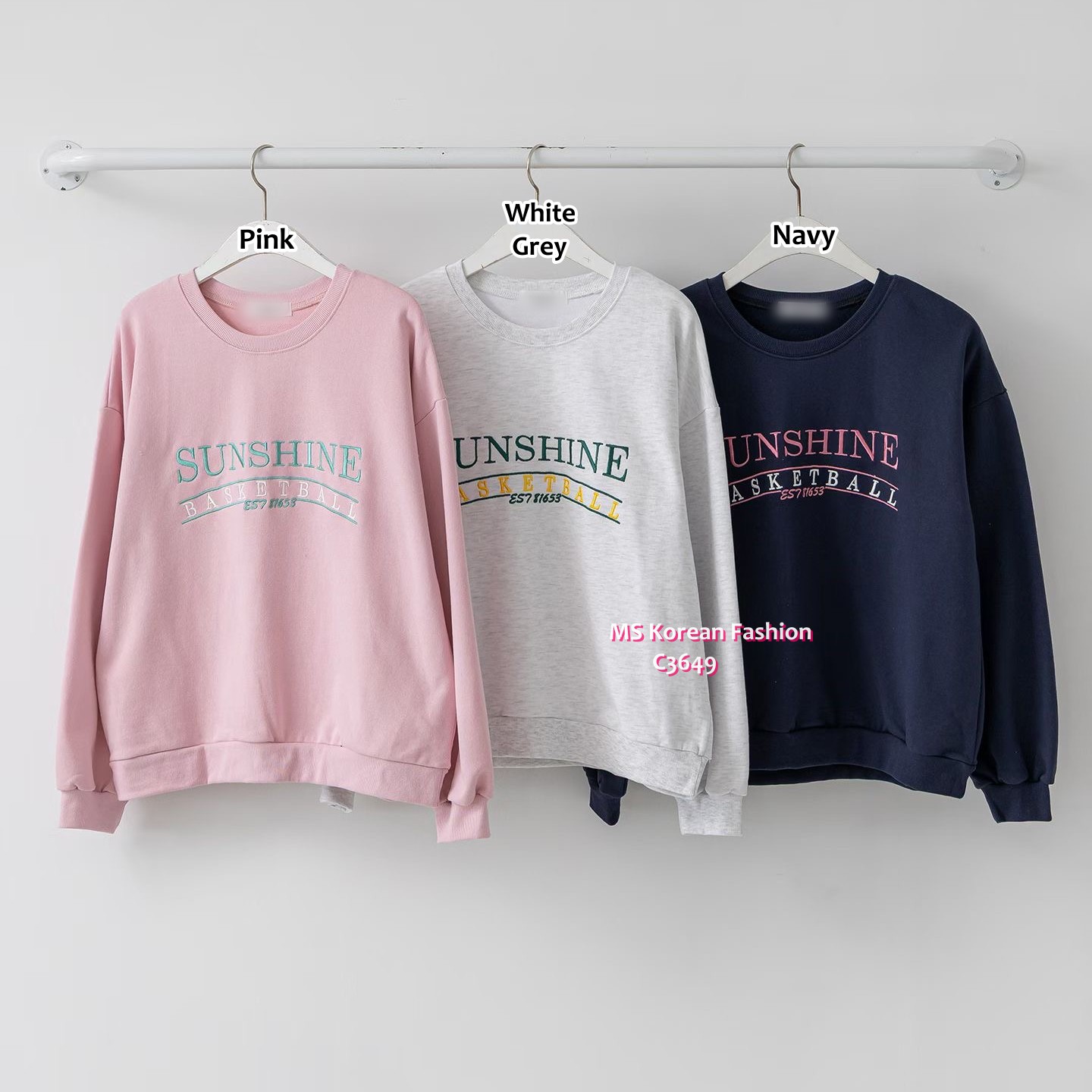 C3649 韓國🇰🇷拼色字母print衛衣