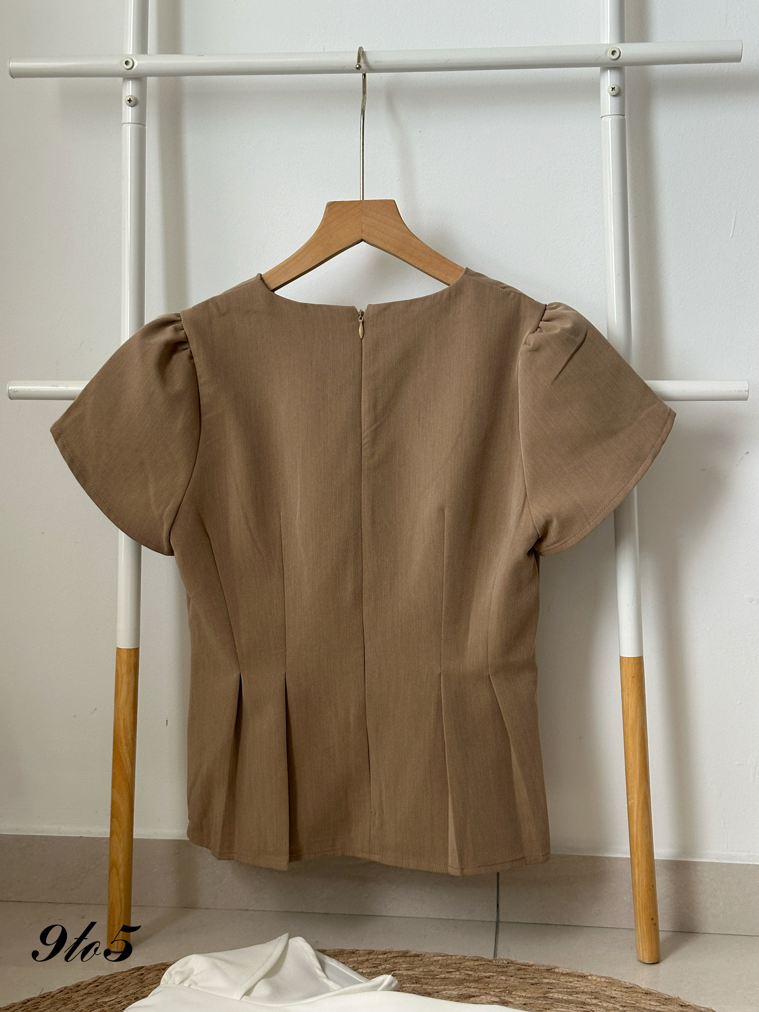 T4133 Puff Sleeve Peplum Top - 3 Colors 