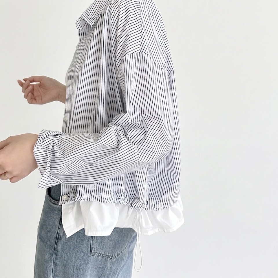 Made in Korea 🇰🇷條子ruffle 恤衫