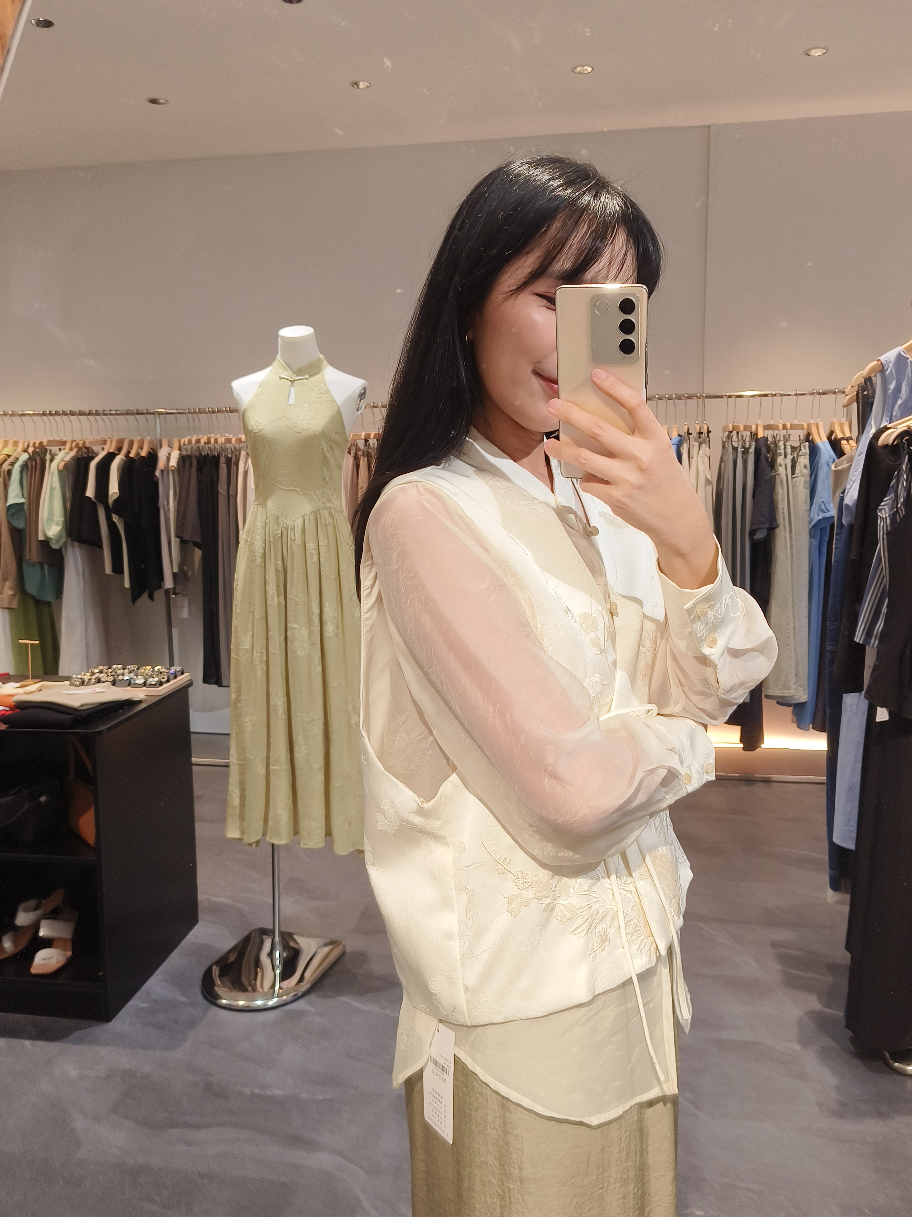 国风假两件长袖上衣