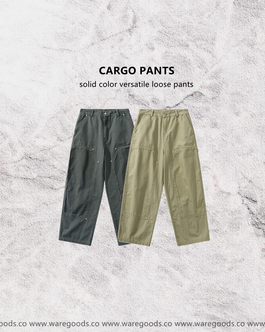 W3157 設計感口袋直筒工裝褲