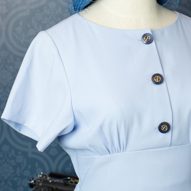 (SOLD) OUT)- 1950s Inspired Sleeveless Worker Dress with Vintage Buttons (FM148)