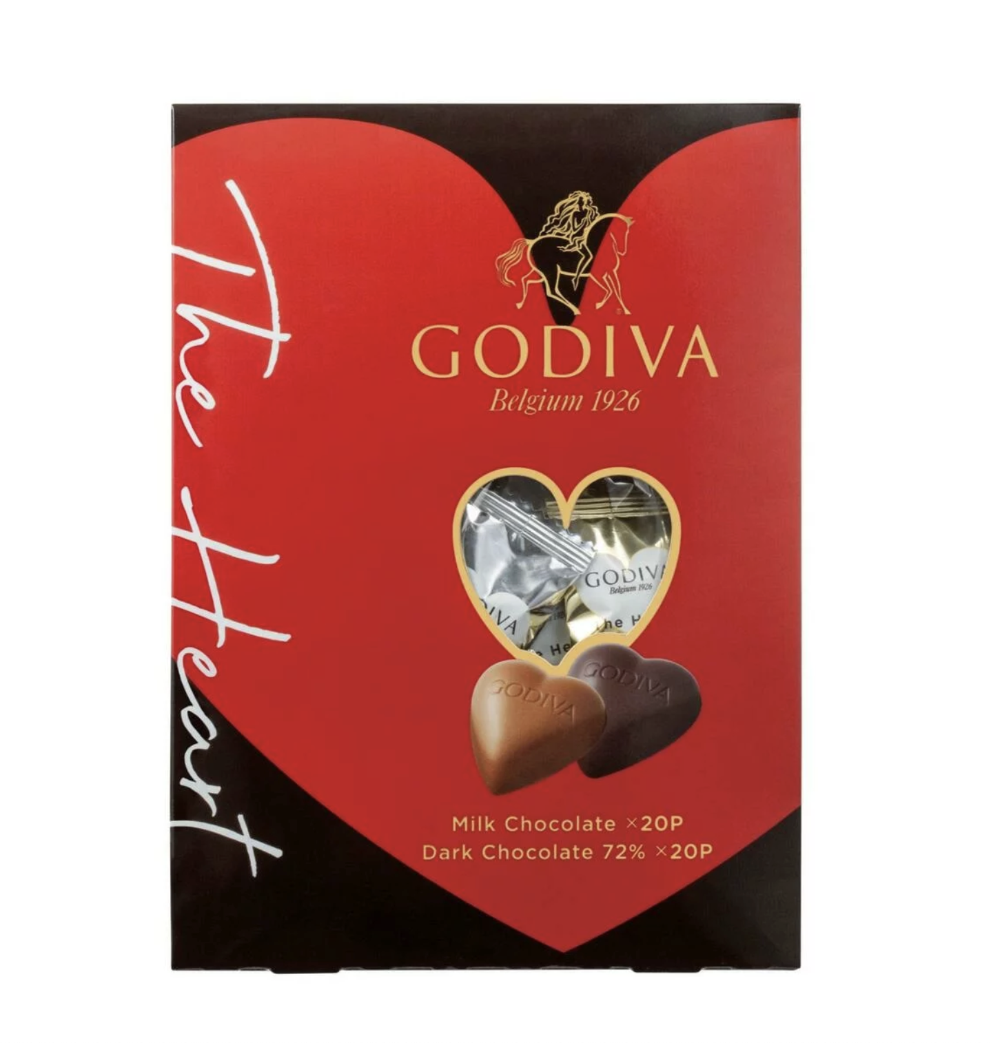 GODIVA 心形巧克力什錦裝，40塊，牛奶巧克力與黑巧克力(72%可可含量 )Heart Chocolate Assortment Milk & Dark 72%