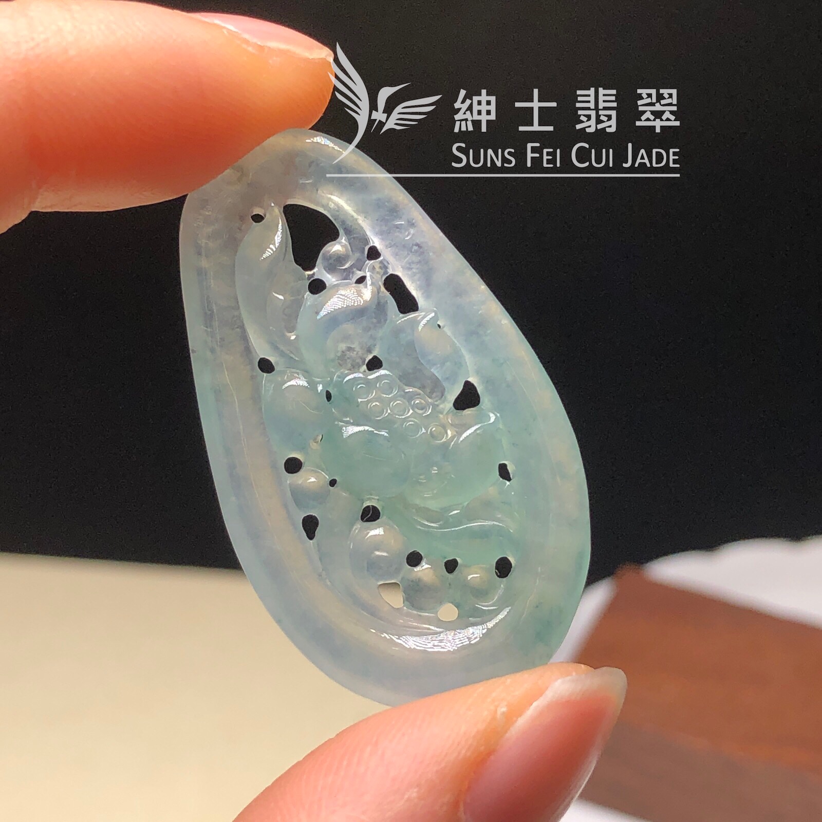 YK01106  糯冰翠色蓮花吊墜