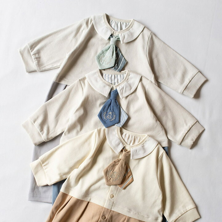 🌸預訂 日本直送🌸🇯🇵Mocmof三色假兩件小熊刺繡領巾禮服長袖連身服