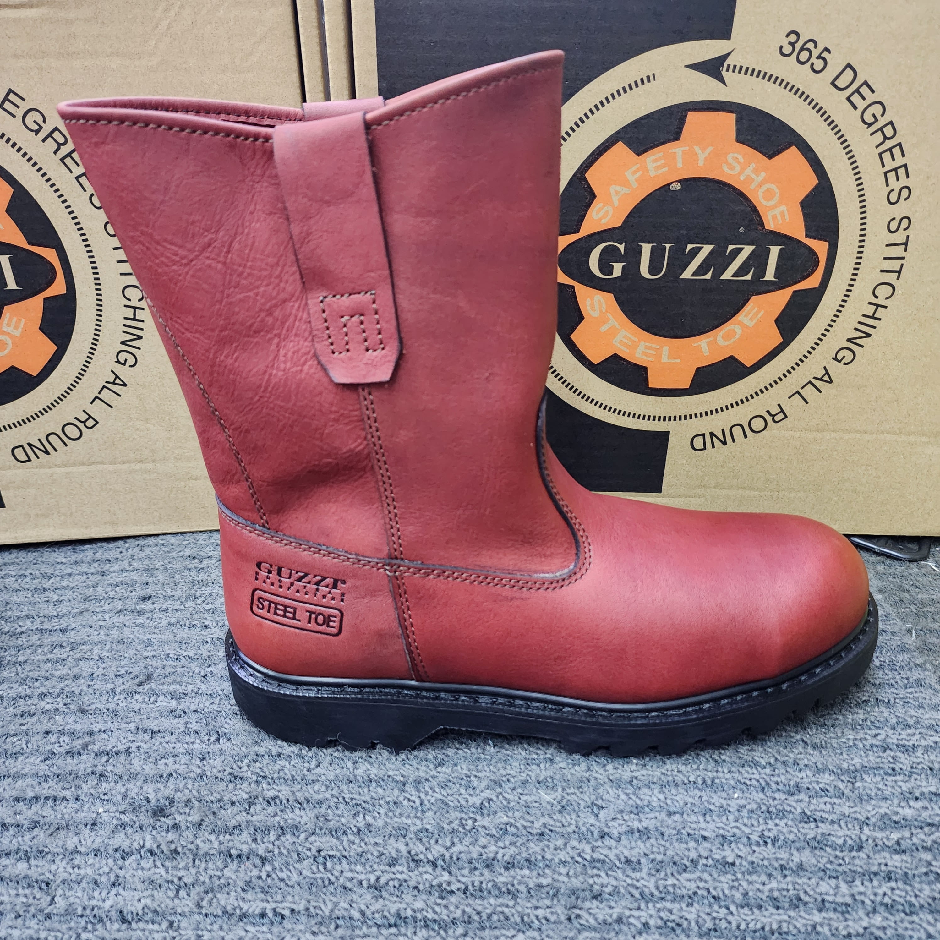 Guzzi 302 High Cut Pull On safety boots SIRIM APPROVED Leather Shoes Leather Rubber Men Steel Toe