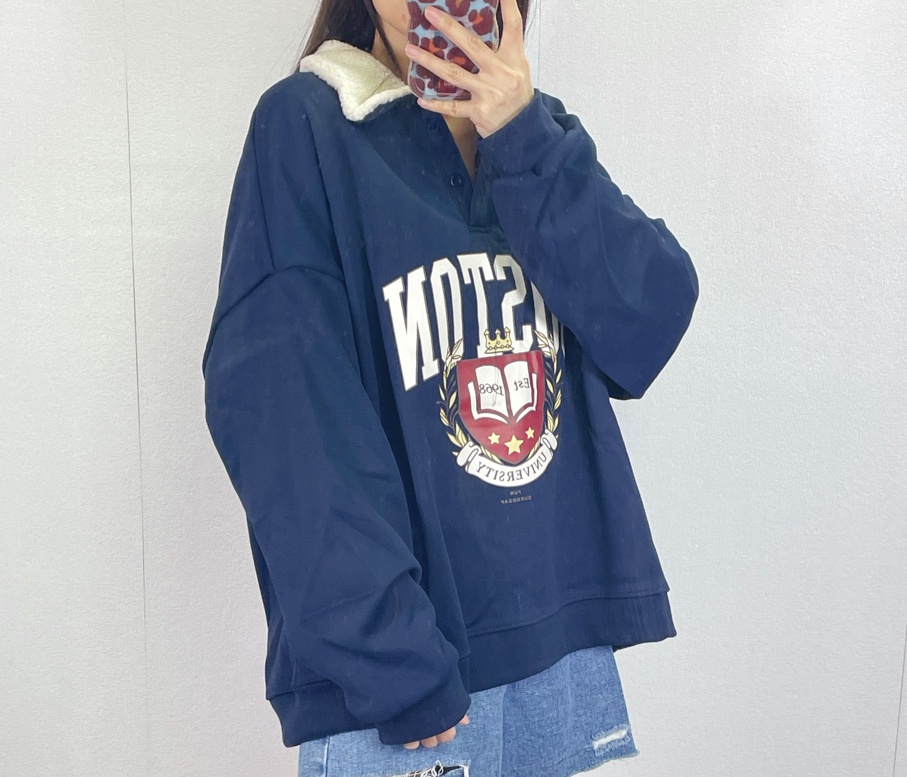 K5539 薄絨底X羊羔毛領衛衣