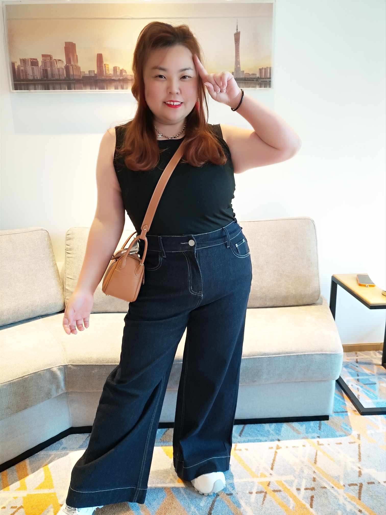 YCF06 3056 走线设计显瘦弹力牛仔直筒长裤