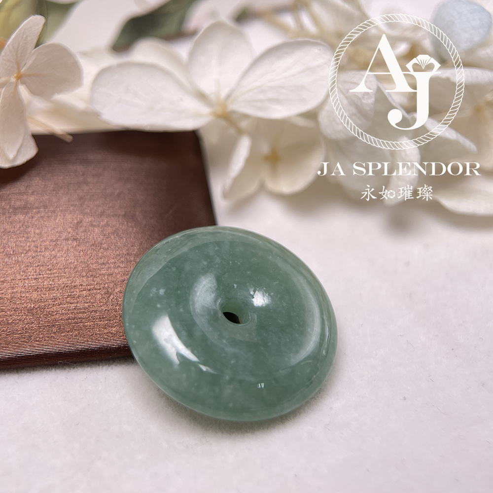 JN-178 天然翡翠A玉 冰種滿綠平安扣