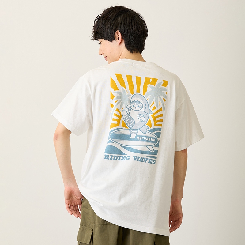🌸 【預訂】T-shirt (RIDING WAVES) - Mofusand Board Shark