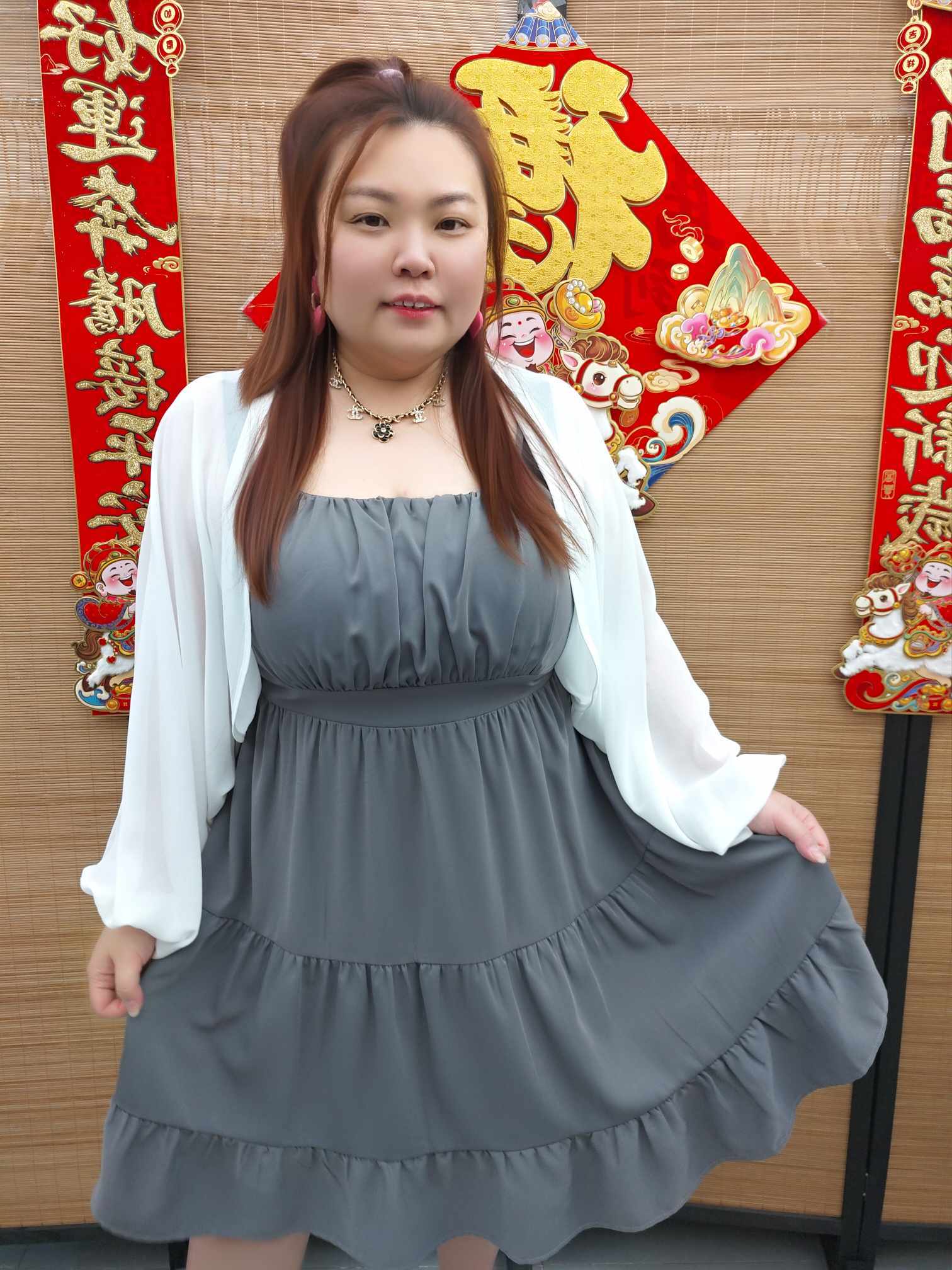 DDB16 81761(C6) 吊带皱褶附垫设计两件式小洋装