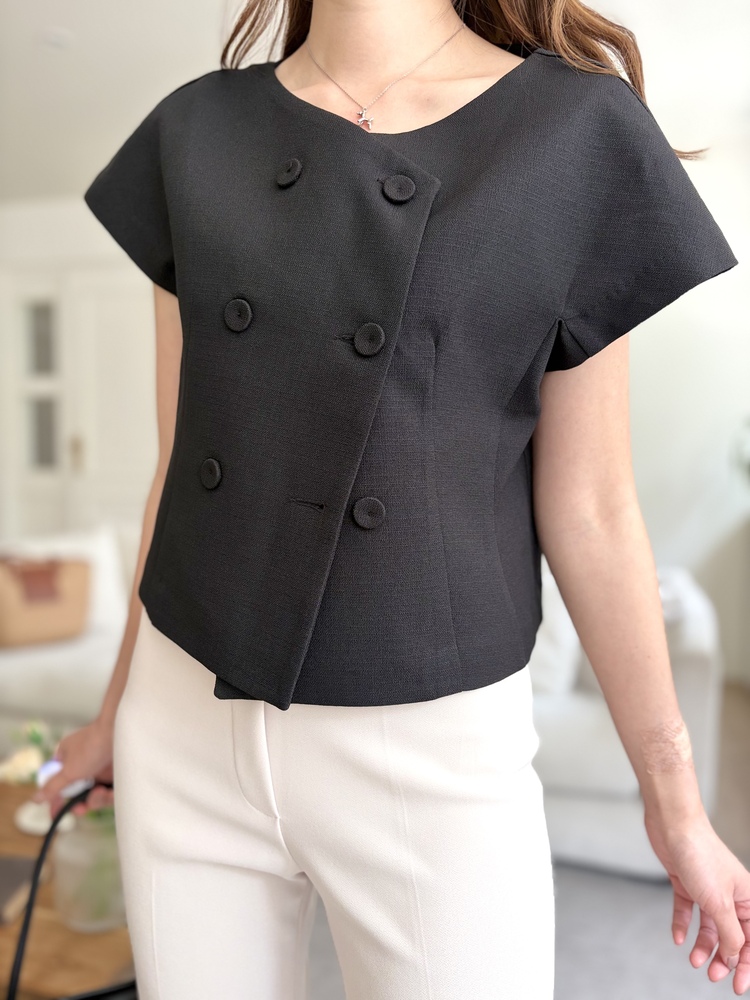 Chloe Double-Breasted Blouse (Black)