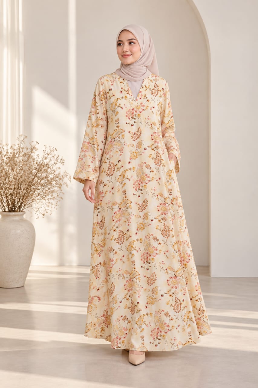 Linen Dress - Lemon Flower