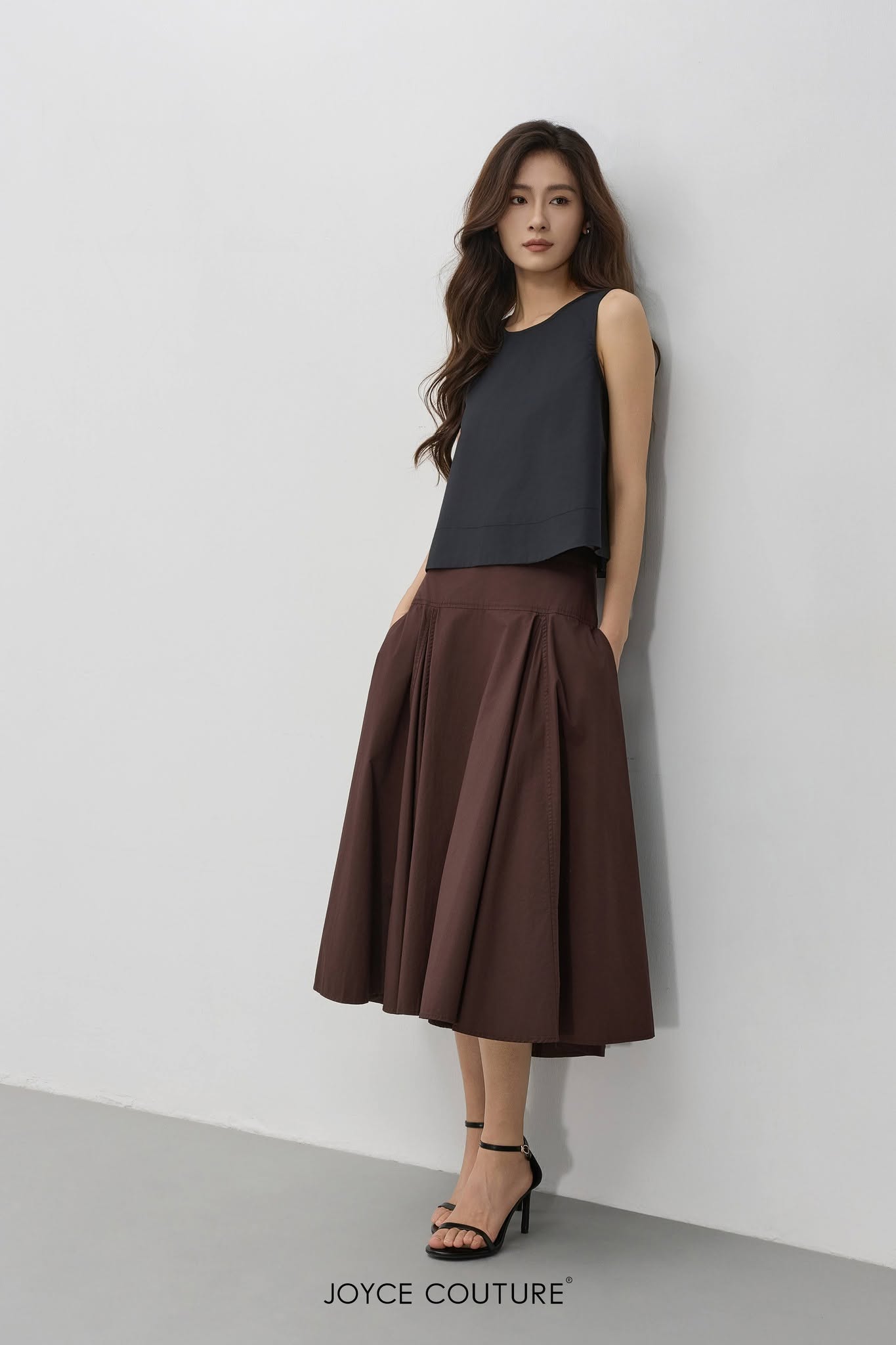 拼接片中长半裙 S0075