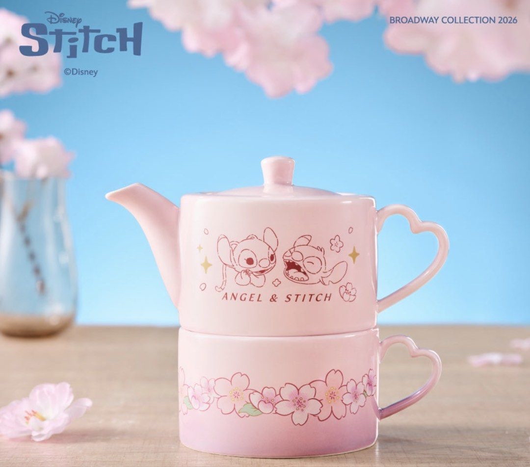 迪士尼史迪仔櫻花粉茶壺套裝