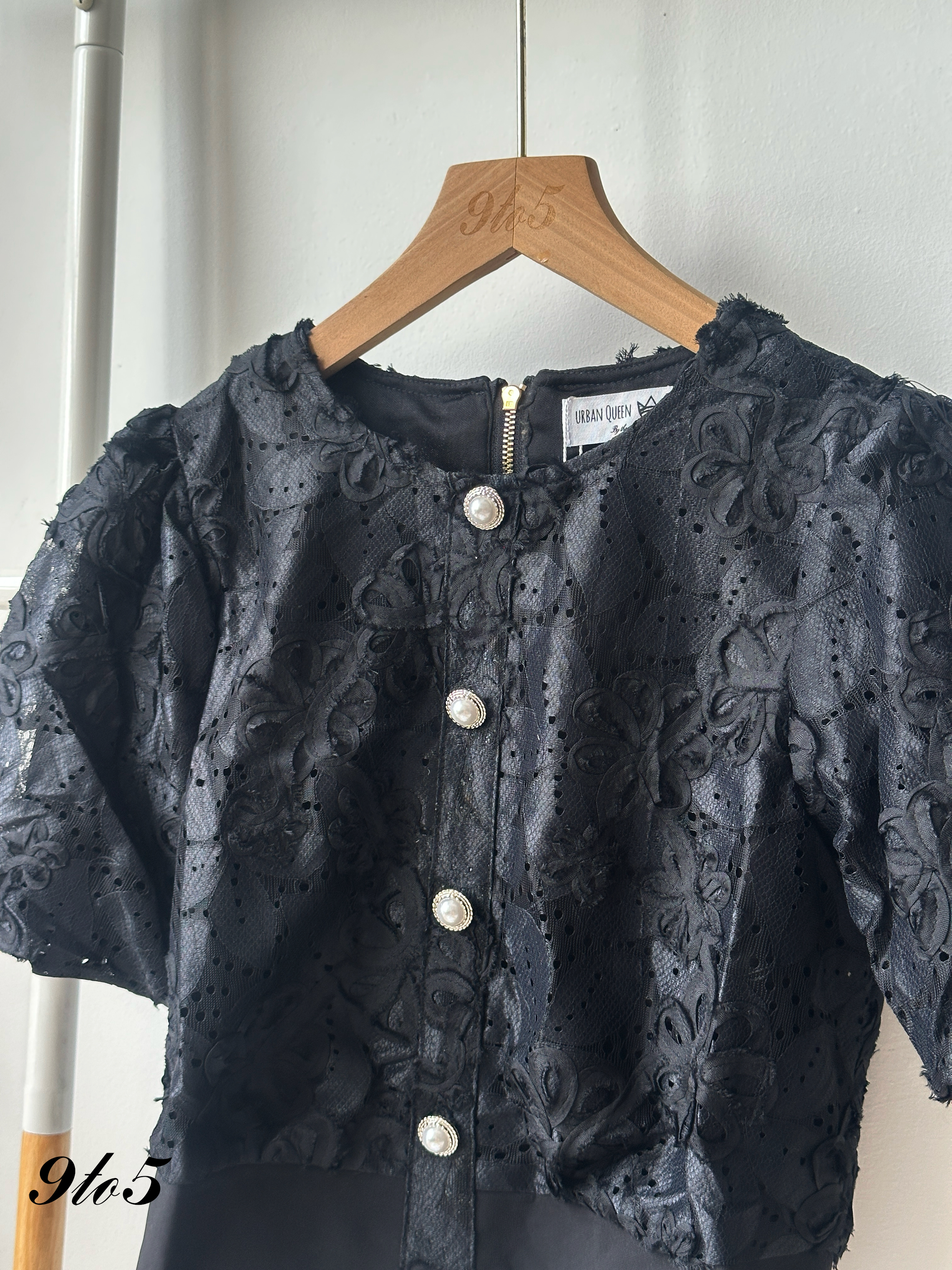 T4097 Puff Sleeve Lace Top - 3 Colors 