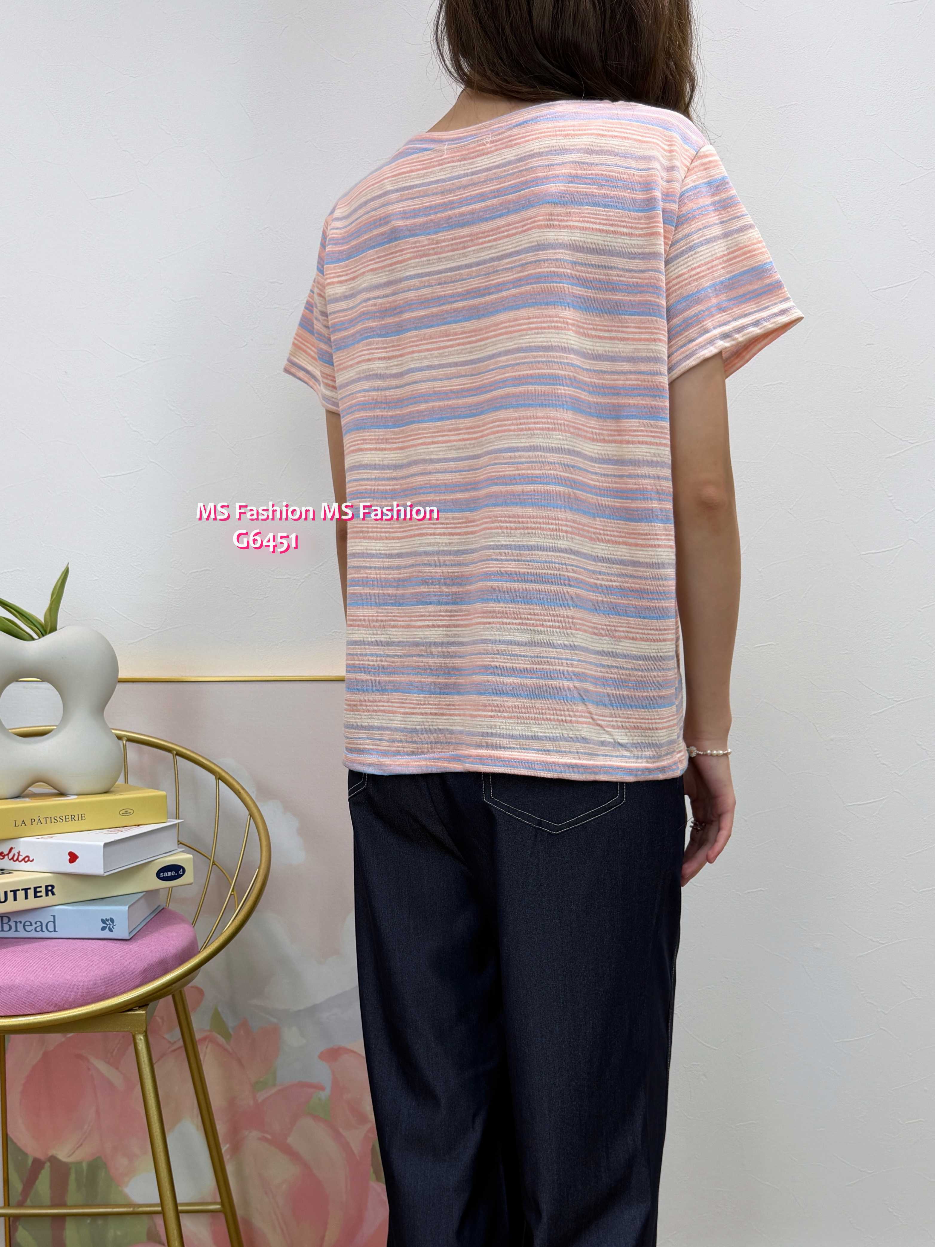 G6451 靚色橫間top