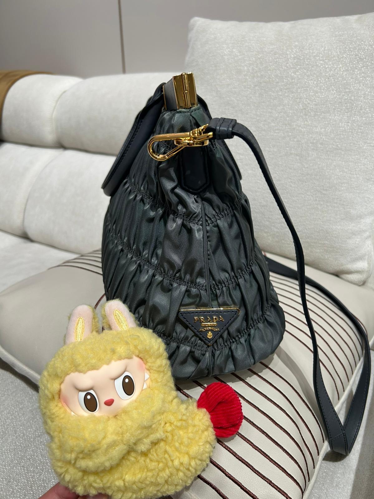 Prada Nylon 2way bag Grey 100%Authentic, 98%New ✅Dust bag