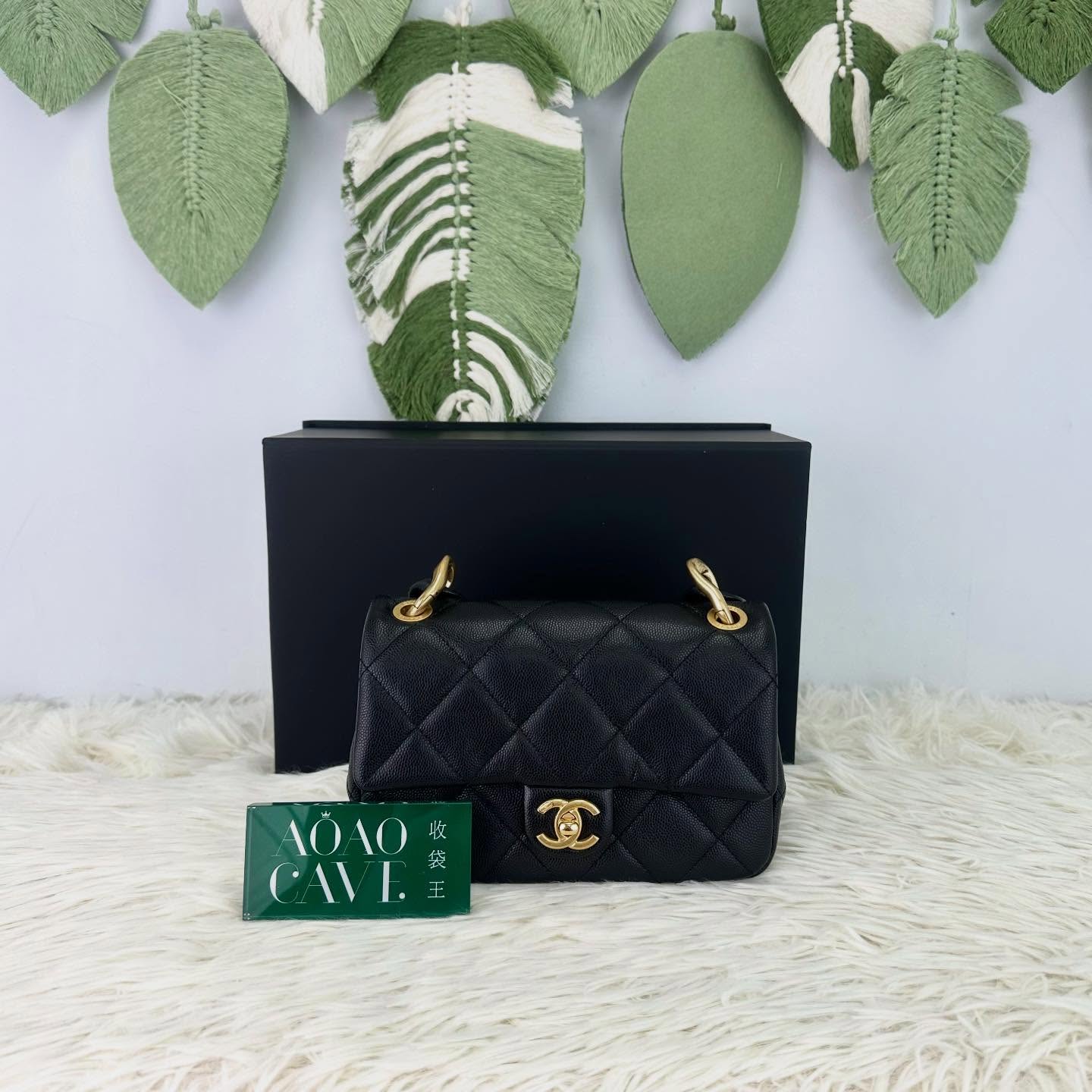 CHANEL🤍PRE OWNED 24p Funky Match 黑金荔枝皮 晶片款 2024年全套有單🖤