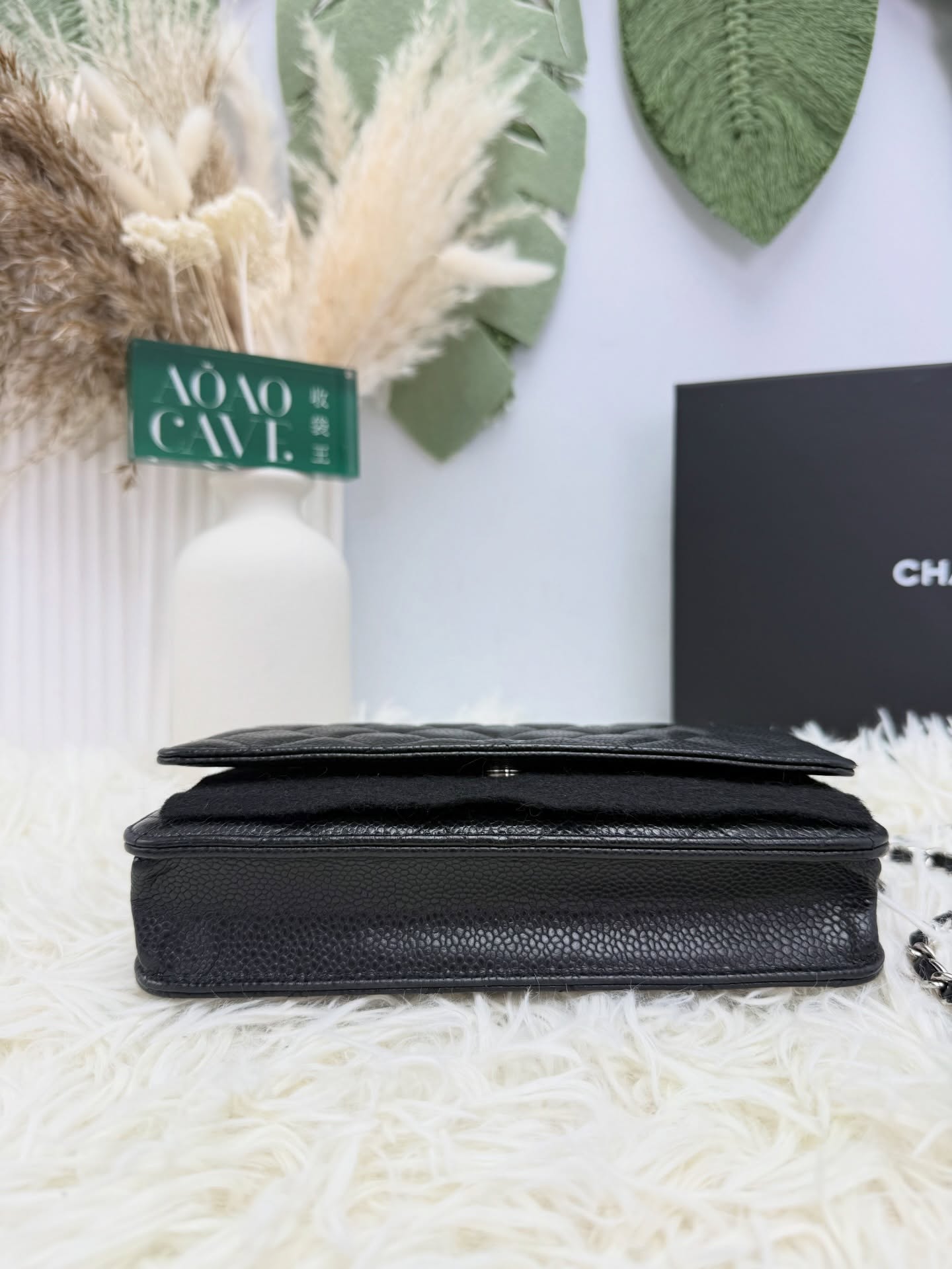 CHANEL 👜 PRE OWNED 🛍️黑銀荔枝皮 全套有單 專門店單