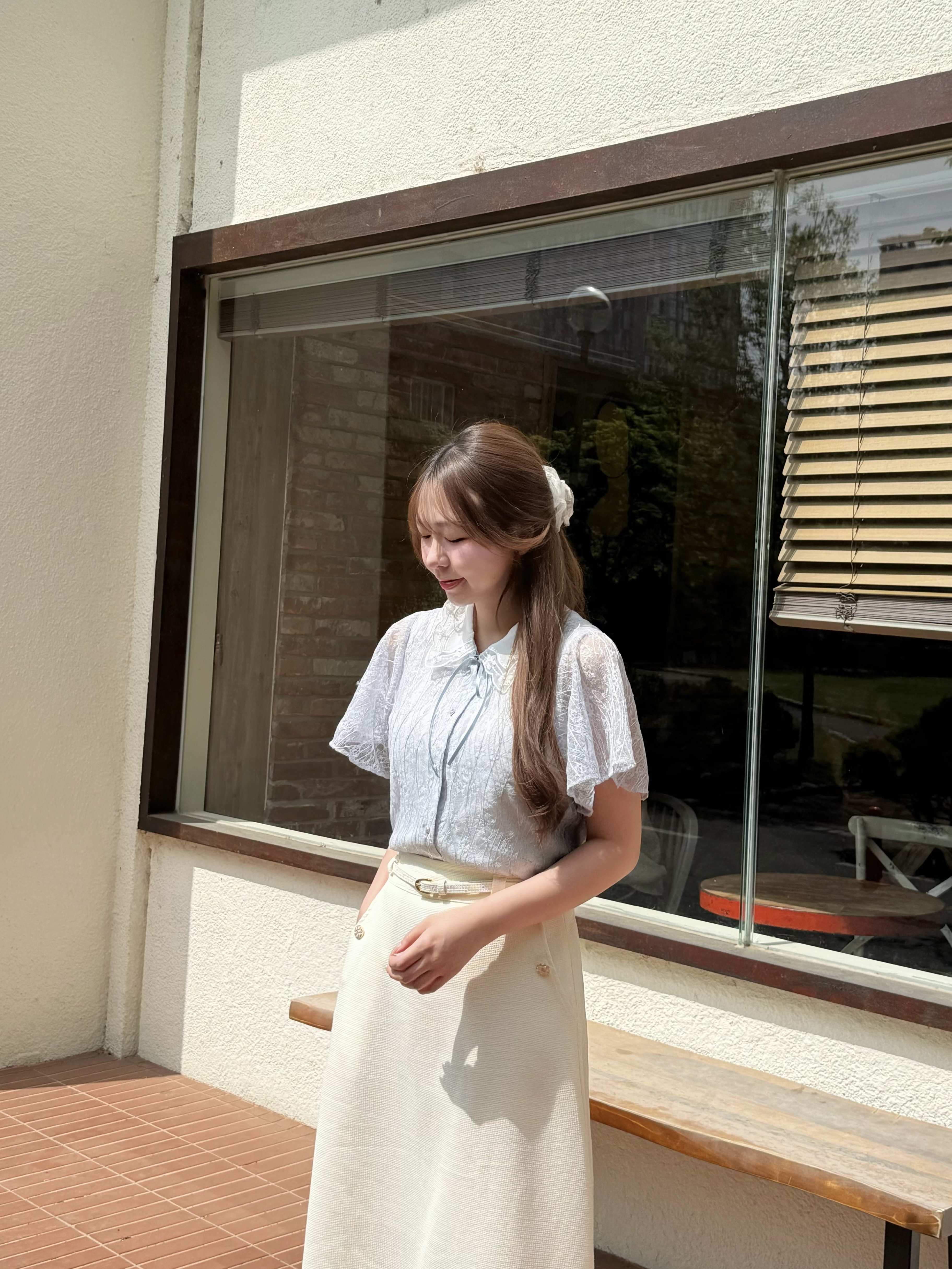 #HANNA-made# All-Lace Ribbon Blouse