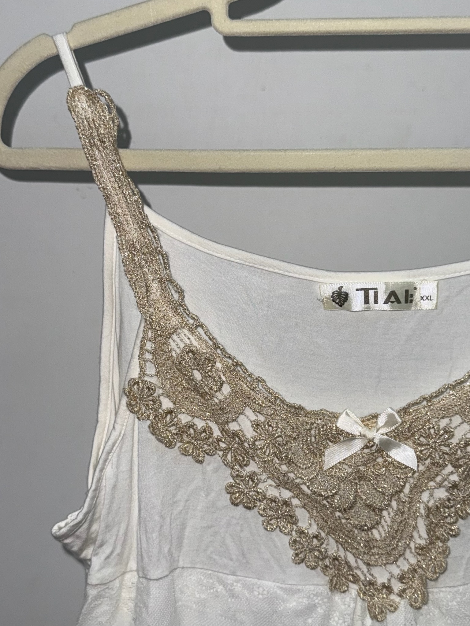 Antique Gold Bow Lace Cami