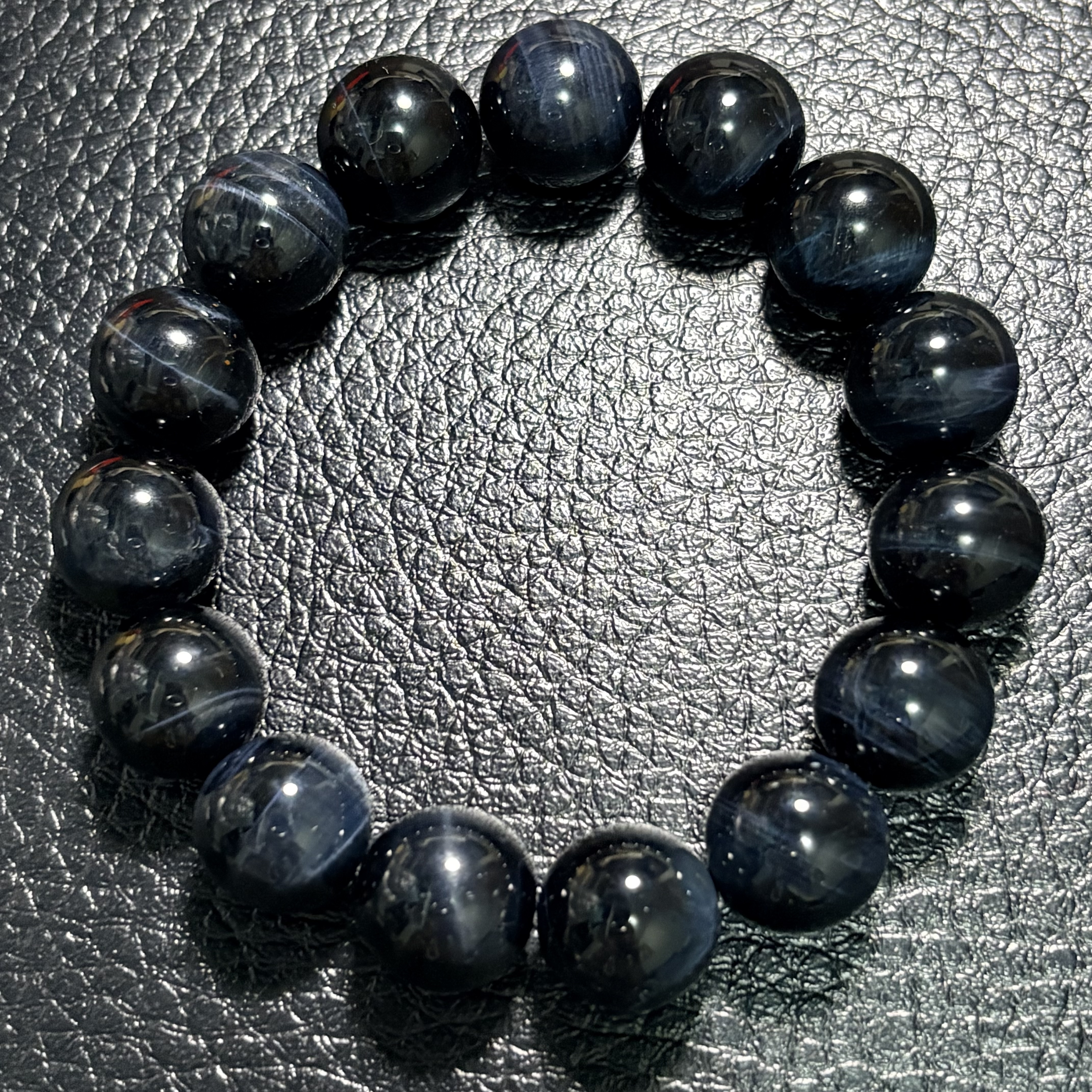 14.5 mm藍虎眼石手串No. 3570 ｜規格：14.5 mm珠17cm手圍