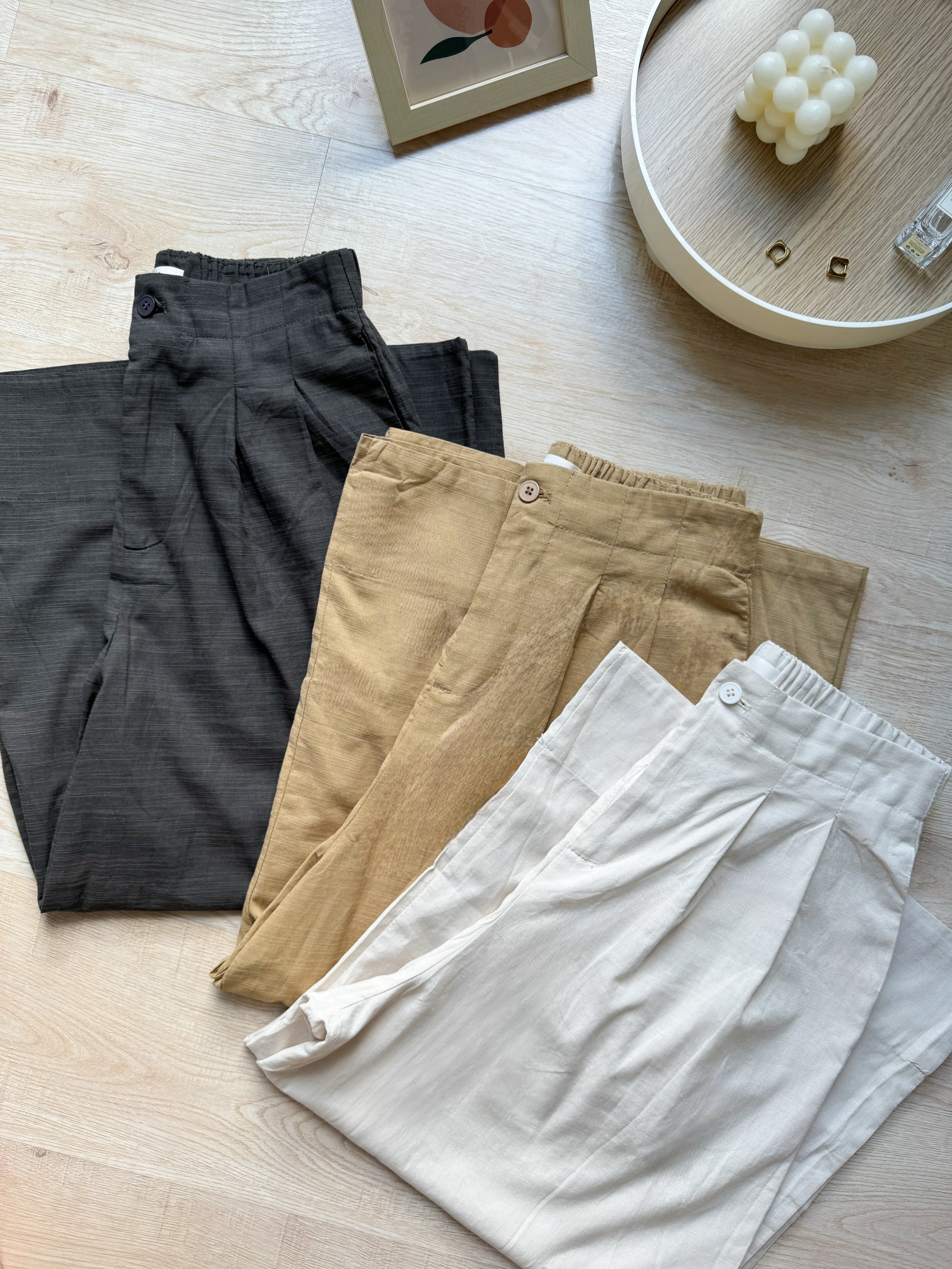 Cotton Linen Straight Wide Leg Trouser 必入！小个子梨形也能穿出大长腿！休闲直筒阔腿棉麻长裤 （3 Colours )