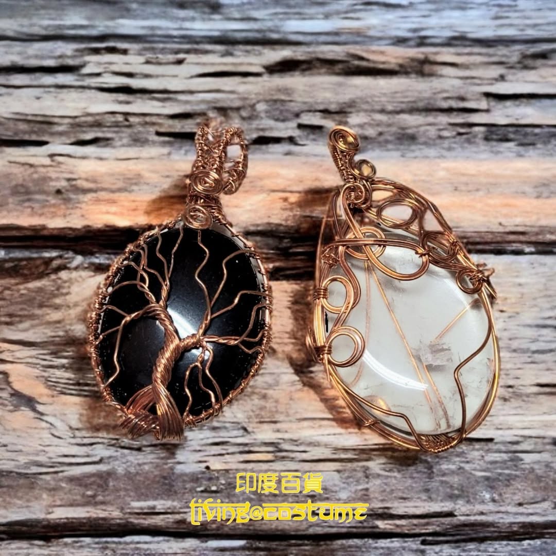 印度手作水晶銅線吊墜