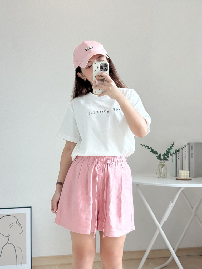 High Waist Cotton Linen Casual Short 韩系高腰棉麻休闲抽绳短裤 （ 5 Colors )
