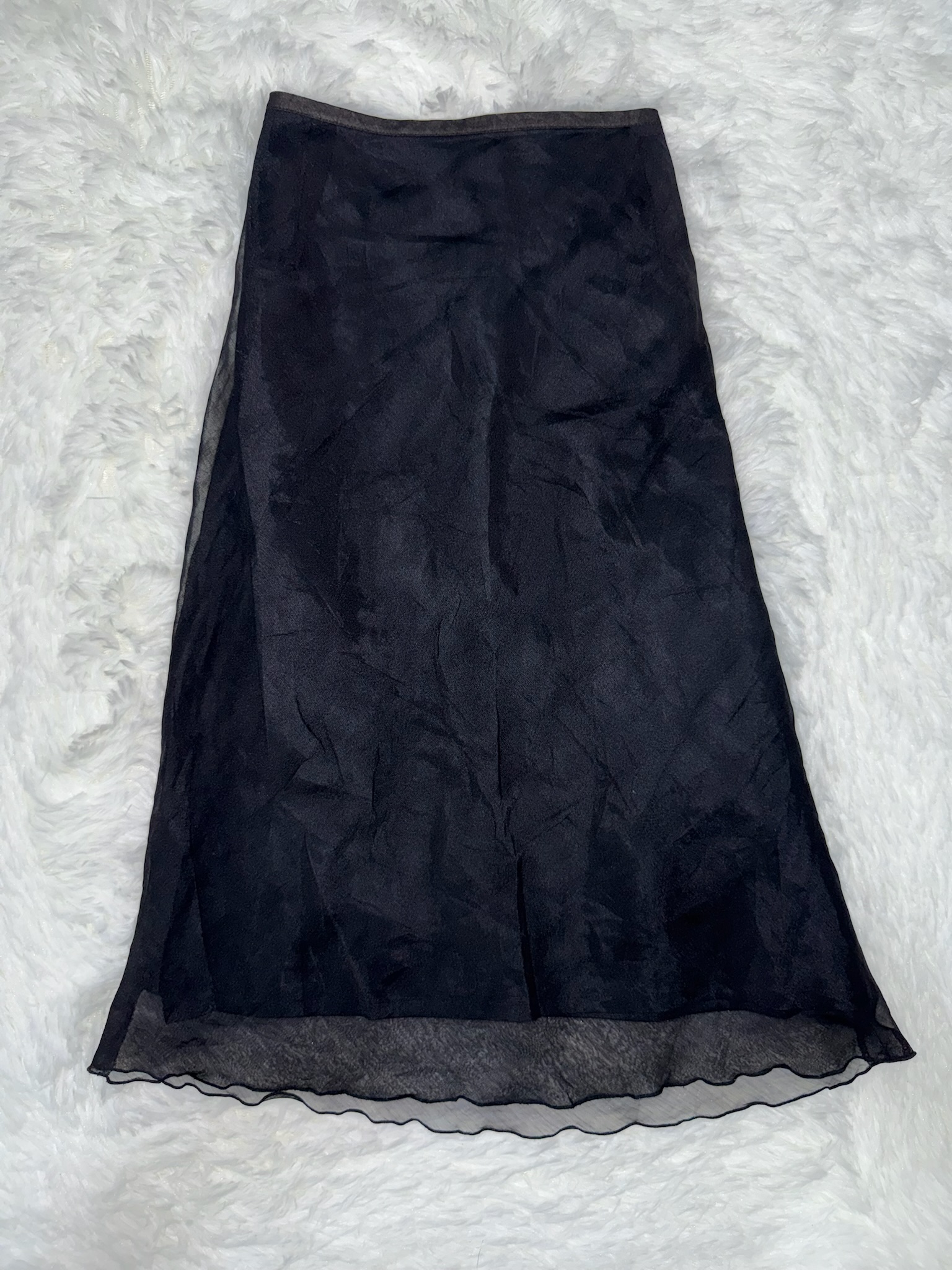 Double Layer High-Waisted Skirt with Lettuce Edge Hem