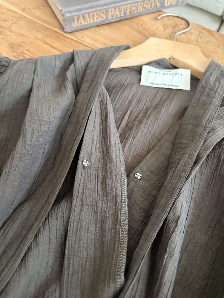 Louise Wrap Blouse with Tie (Brown)