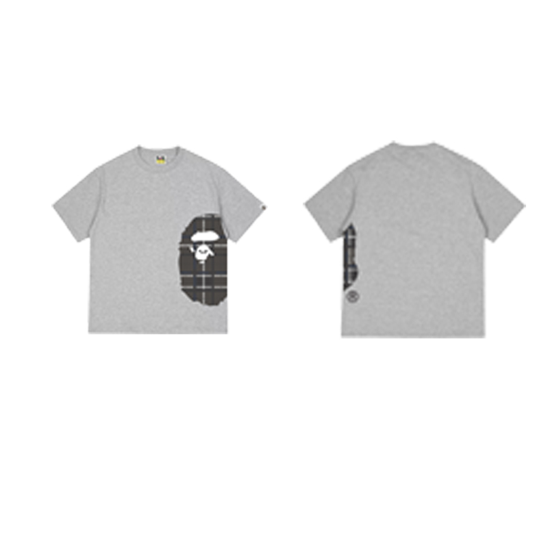 Bape Logo Check Side Big Ape Head Tee