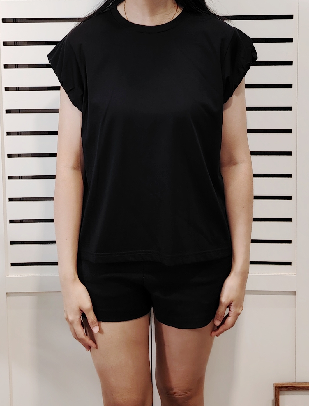 M2889 Wrinkled Sleeve Round Neck T-Shirt