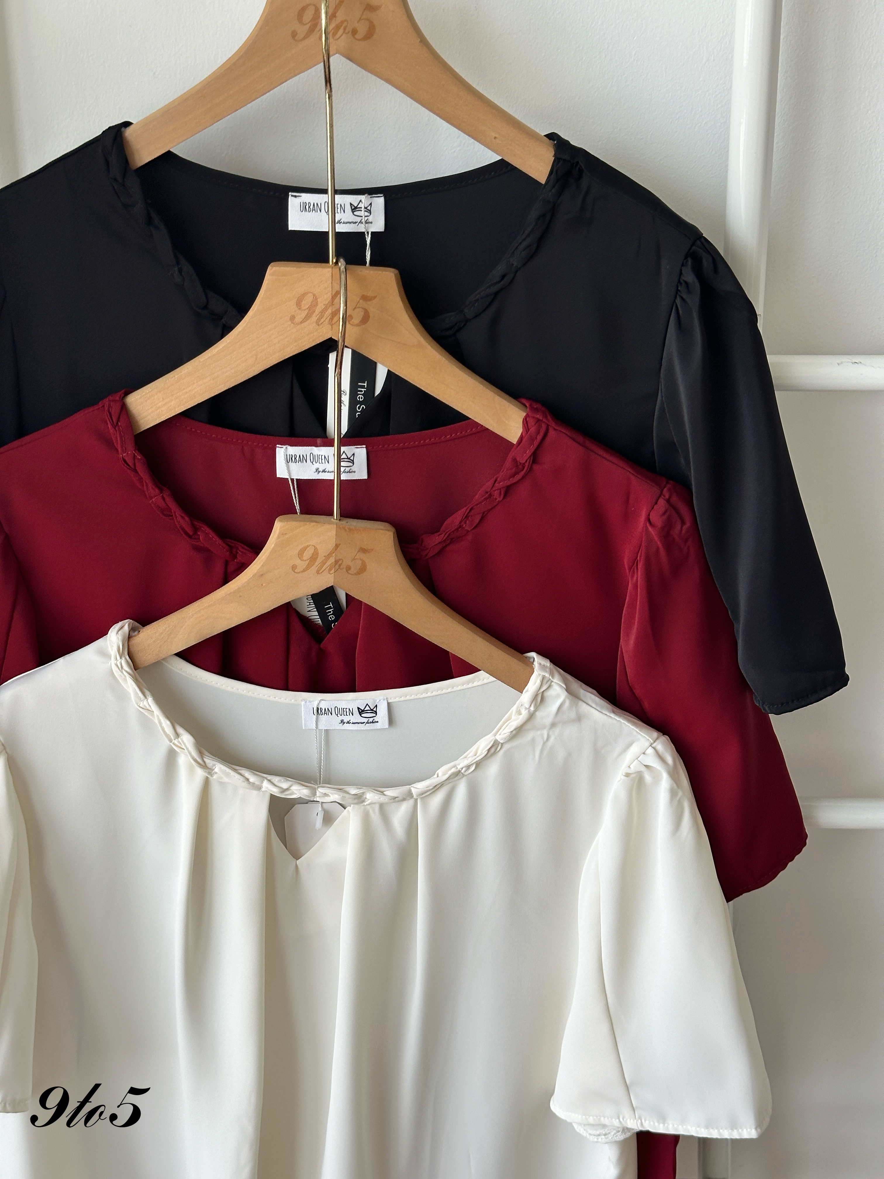 T4434 Round Neck Puff Sleeve Blouse - 3 Colors 