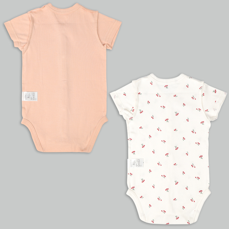 🇯🇵預訂 日本直送🇯🇵櫻桃印花純棉前開式短袖包屁衣兩件套