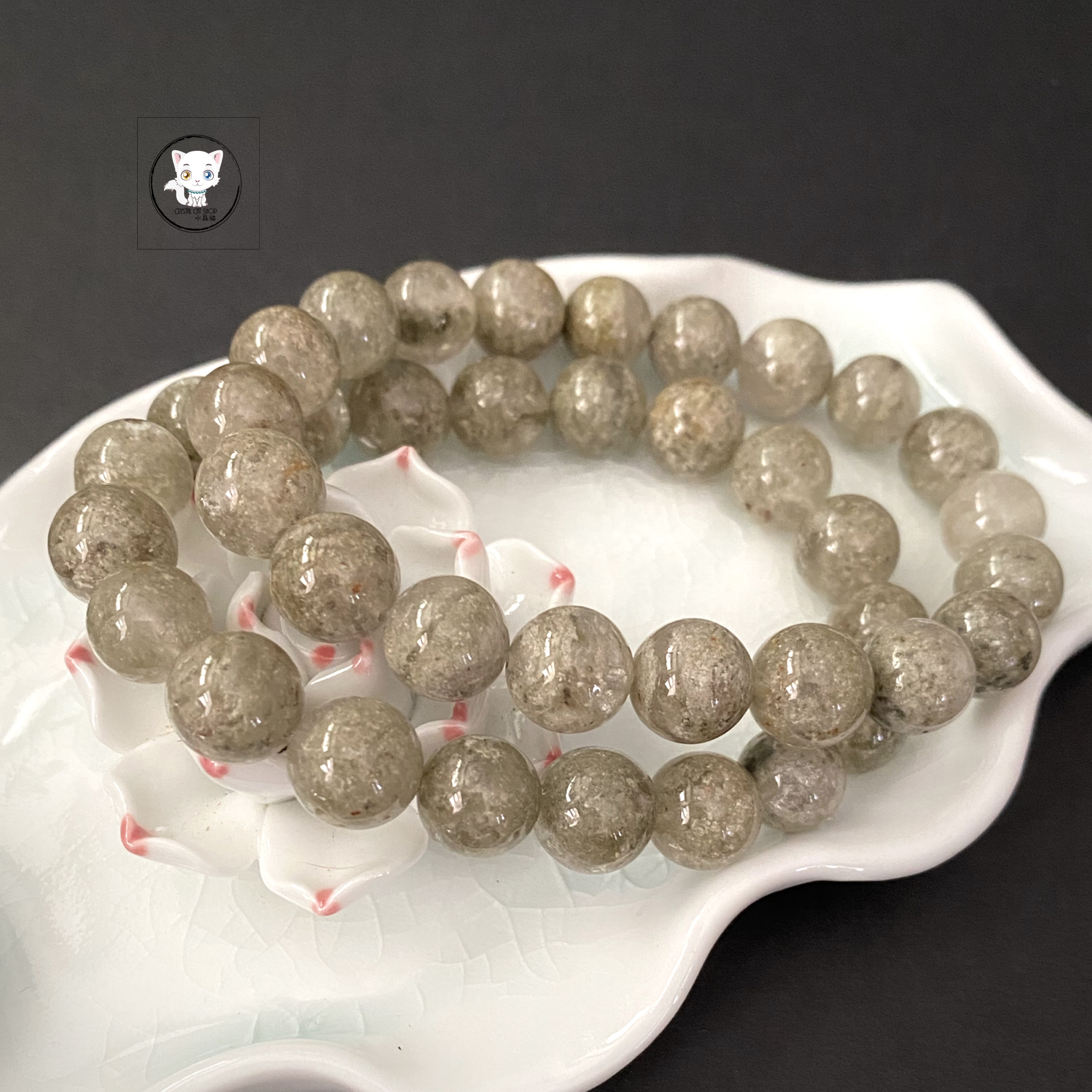 抹茶綠幽靈水晶手鏈 10mm