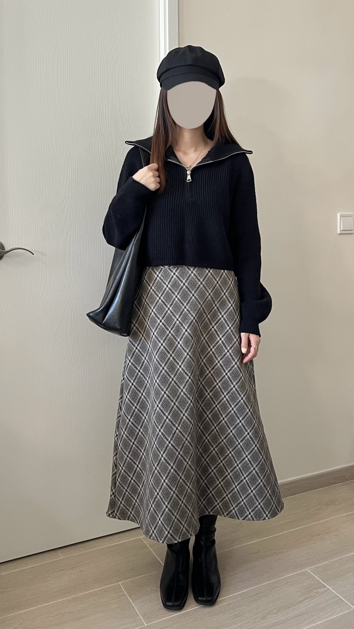 高質秋冬菱形格紋長裙 現貨