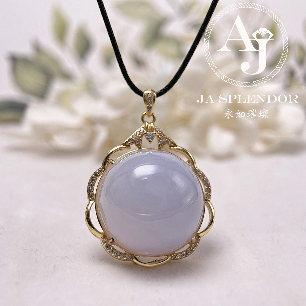 JNS-44 天然翡翠A 冰潤紫羅蘭大蛋面厚莊吊墜